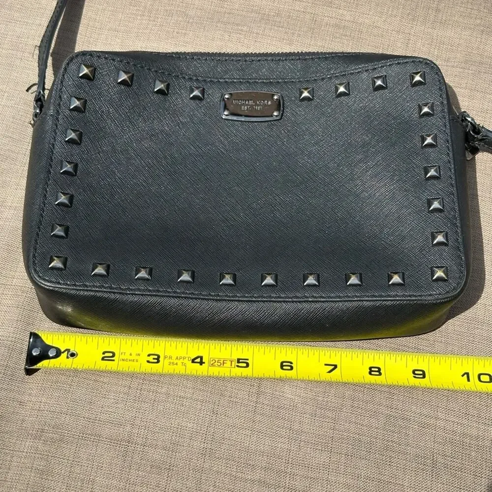 Michael Kors Sandrine East West Black Studded Crossbody Bag